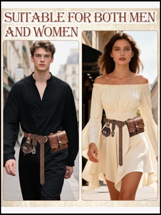 Medieval Renaissance Belt Set with Pouch Keychain Costume Accessory for Cosplay main image 5
